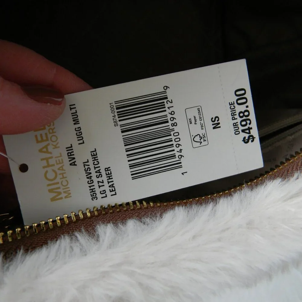 NWT MICHAEL KORS AVRIL LARGE LUGGAGE/SHERPA LEATHER SATCHEL CROSSBODY BAG - Picture 9 of 9